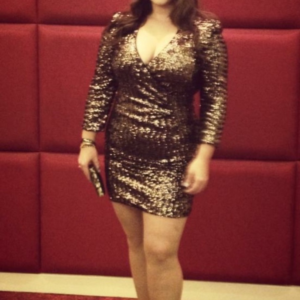 Gold sequin wrap dress